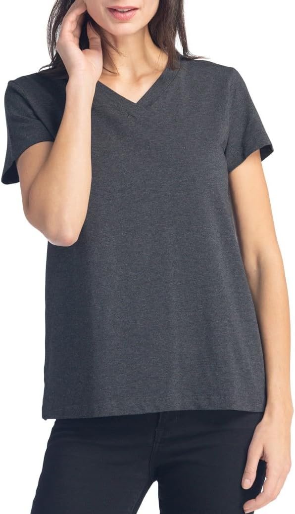 Fishers Finery Women’s Ecofabric Short Sleeve V-Neck Tee; Relaxed Fit