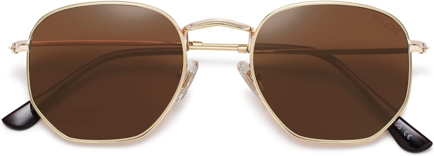 SOJOS Square Polarized Sunglasses for Women Men Small Hexagonal Polygon Shades SJ1072