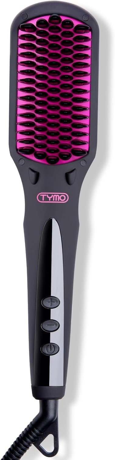 TYMO Ionic Hair Straightener Brush – One-Step Hair Straightener for Women, Straightening Brush with Negative Ions, 16 Temp Settings, LCD Display, Dual Voltage, Hot Comb Flat Iron for Frizz-Free Styles