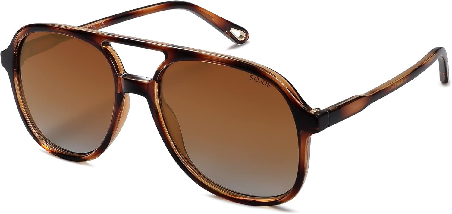SOJOS Retro Polarized Aviator Sunglasses Womens Mens Classic 80s 90s Vintage Trendy Square Aviators SJ2174