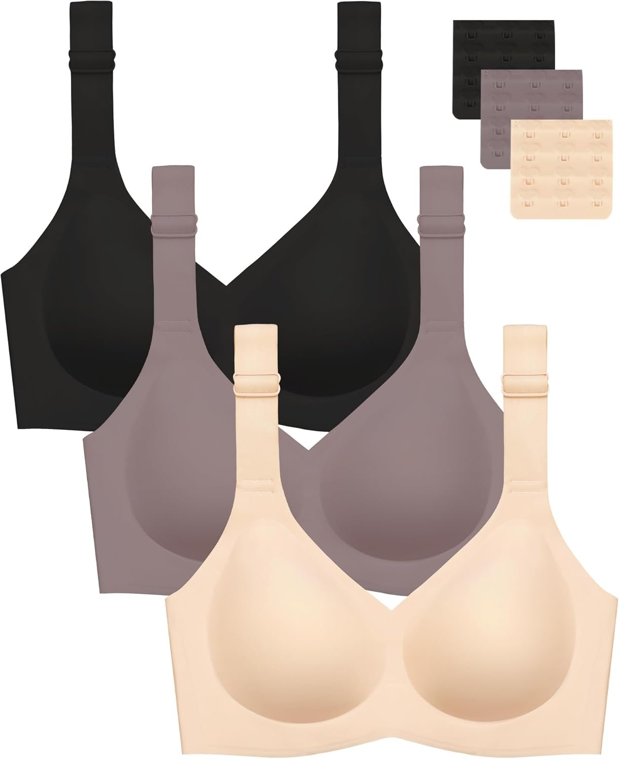 Gailife 3PACK Jelly Wireless Bras for Women No Underwire Support Smooth Bralettes for Women Everyday T Shirt Bra