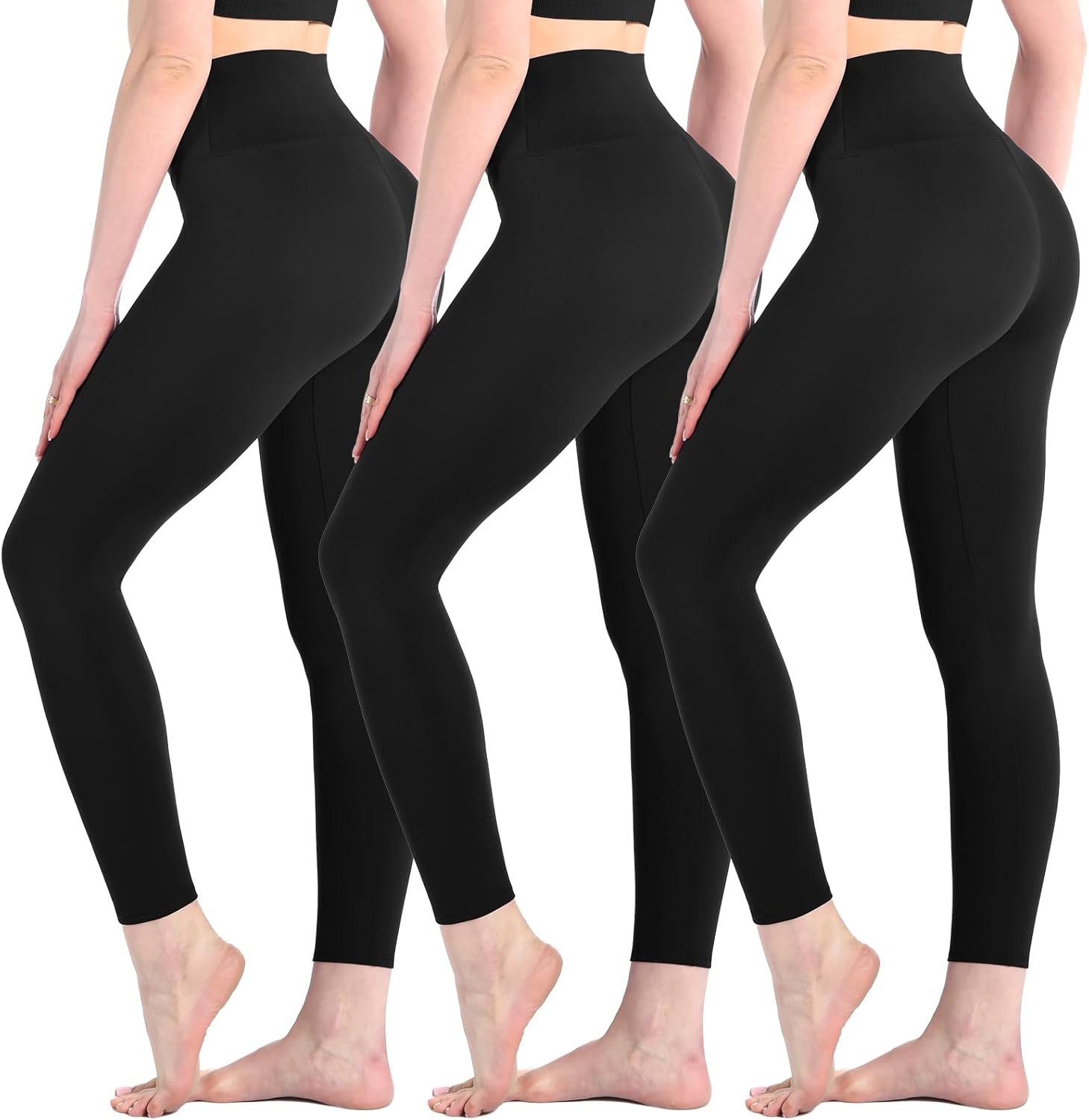 Leafigure 3 Pack Leggings for Women High Waisted Buttery Soft Yoga Pants for Workout Running Gym Athletic