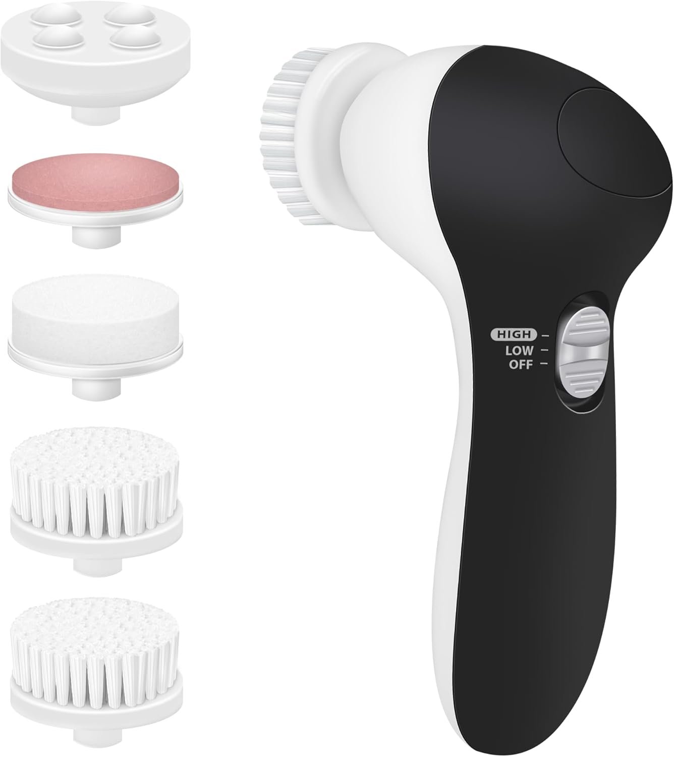 Electric Facial Kit – Waterproof Cleansing Spin Brush Set with 5 Exfoliating Brush Heads – Cleanser – Rotating Spa Massage – Gentle Exfoliation and Deep Scrub Skin Care Barbers & Aestheticians
