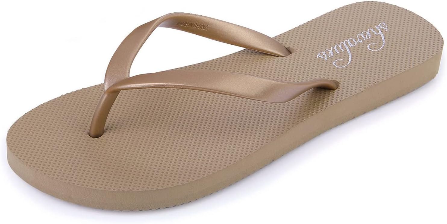 shevalues Slim Flip Flops for Women Beach Rubber Shower Shoes Basic Thong Sandals