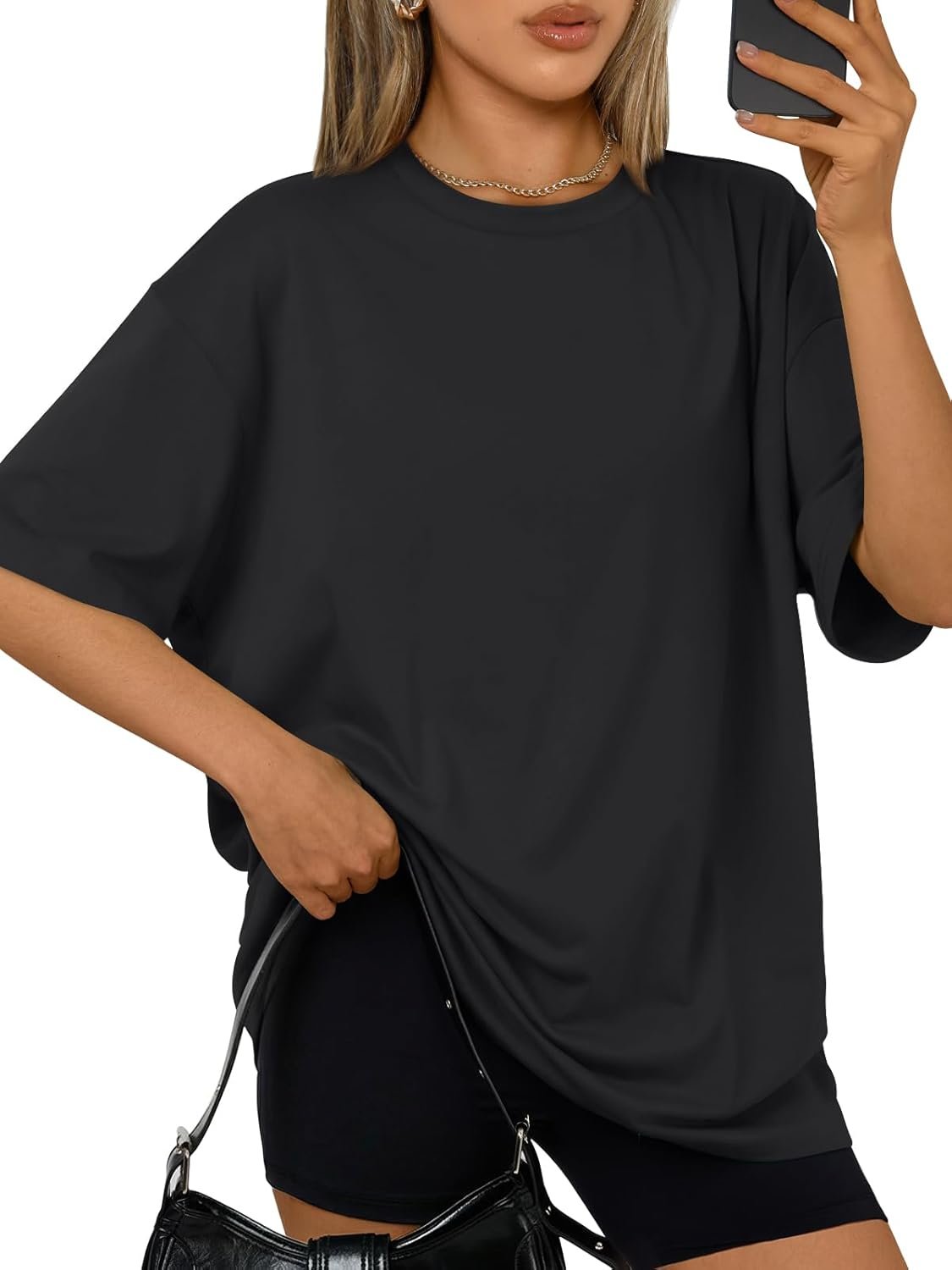 Trendy Queen Womens Oversized Summer T-Shirts Plus Size Short Sleeves Workout Tops
