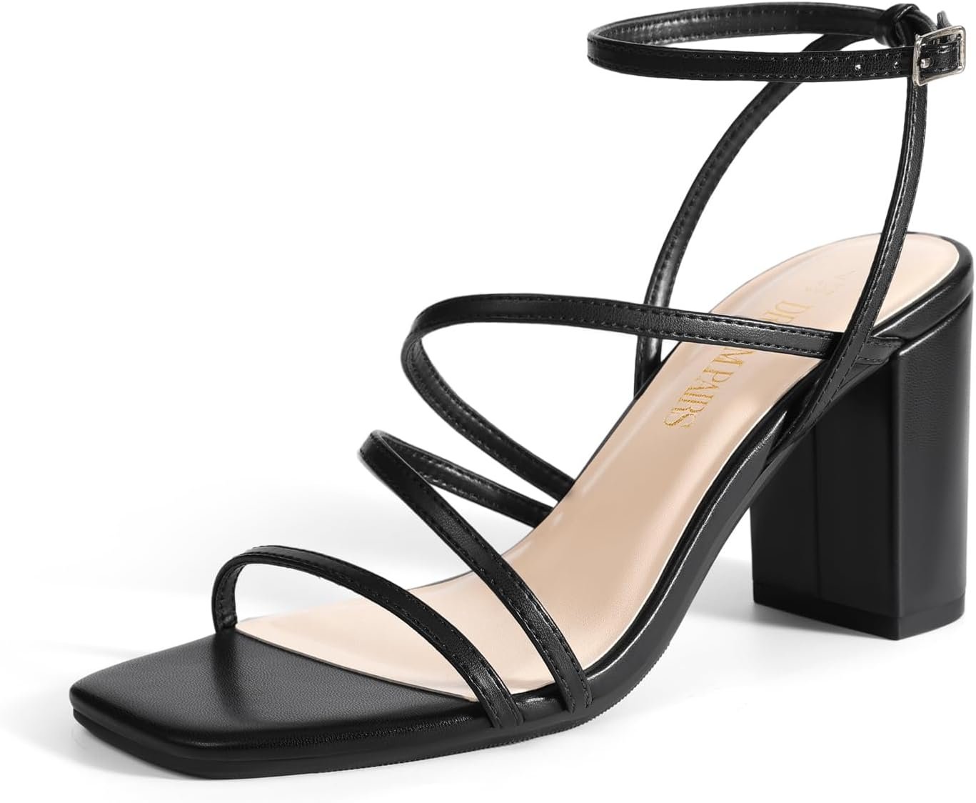 DREAM PAIRS Women’s Heels Chunky Block Strappy Square Open Toe Ankle Buckle Heeled Sandals Wedding Party Dress Shoes Indie