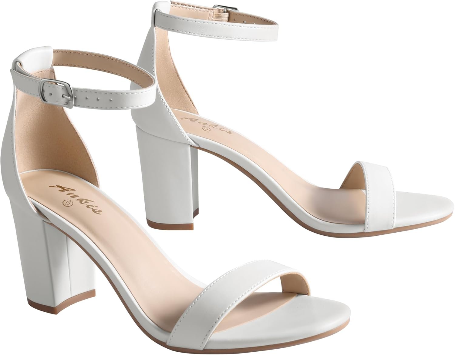 Ankis Heels for Women Open Toe Ankle Strap Chunky Heel Sandals 2.75 Inch