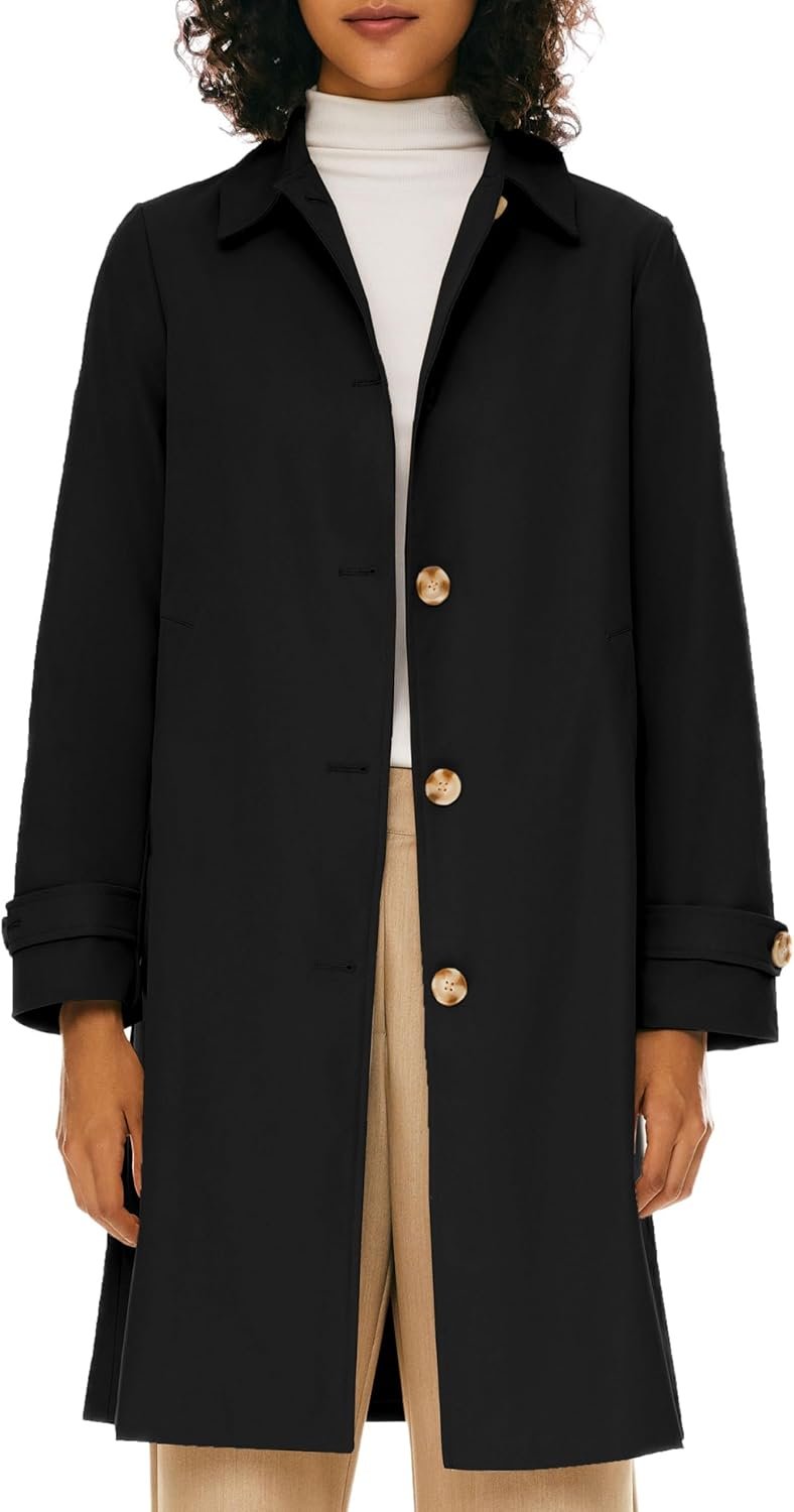 Orolay Women’s Single Breasted Trench Coat Mid Long Classic Lapel Windproof Slim Outerwear Coats