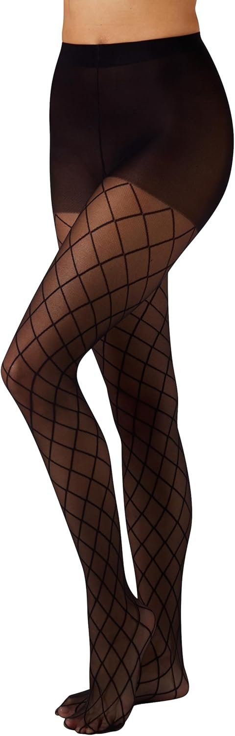 L’eggs Casual Women’s Fashion Diamond Design, Control Top, Sheer Toe, Tights