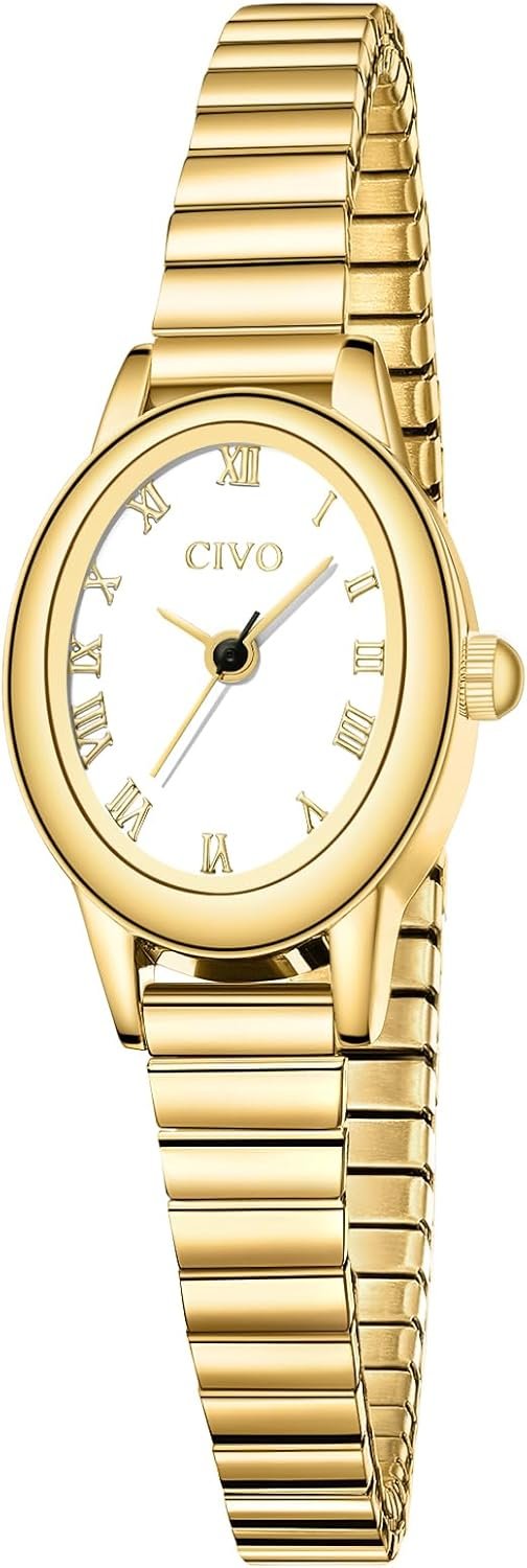 CIVO Small Gold Watches for Women: Vintage Roman Dial Analog Watch with Expansion Band – Dainty Ladies Watch with Small Wrists – Gifts for Mom Wife Anniversary Birthday