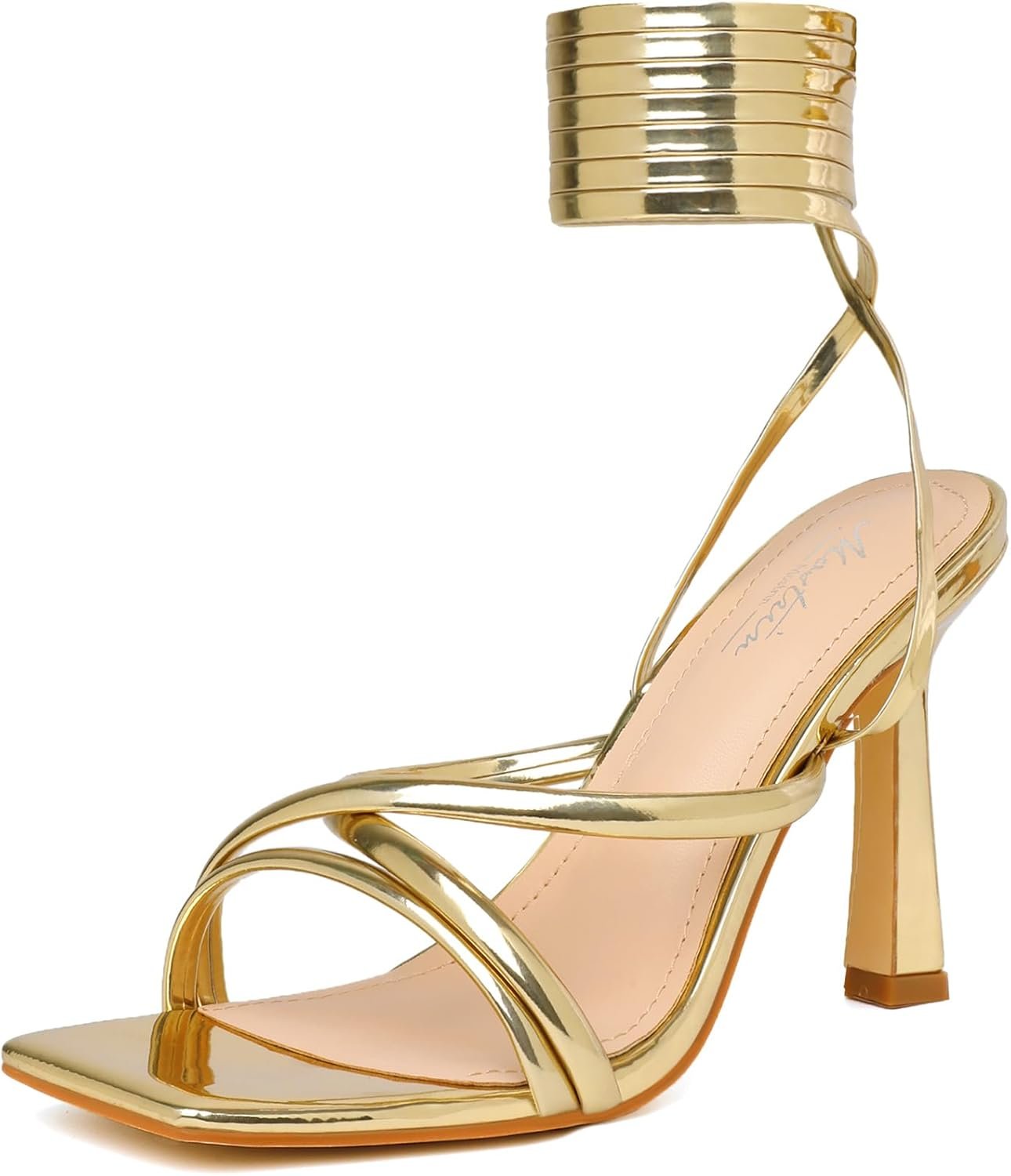 Mostrin Womens Sandals Strappy Heels for Women Lace Up Heels Tie Up High Heeled Sandals for Prom, Party, Wedding, Daily Wear