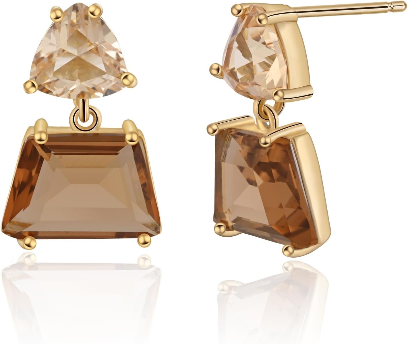 Hypoallergenic Brown Crystal Dangle Earrings for Women – Fashionable Amber Drops Ideal for Sensitive Ears