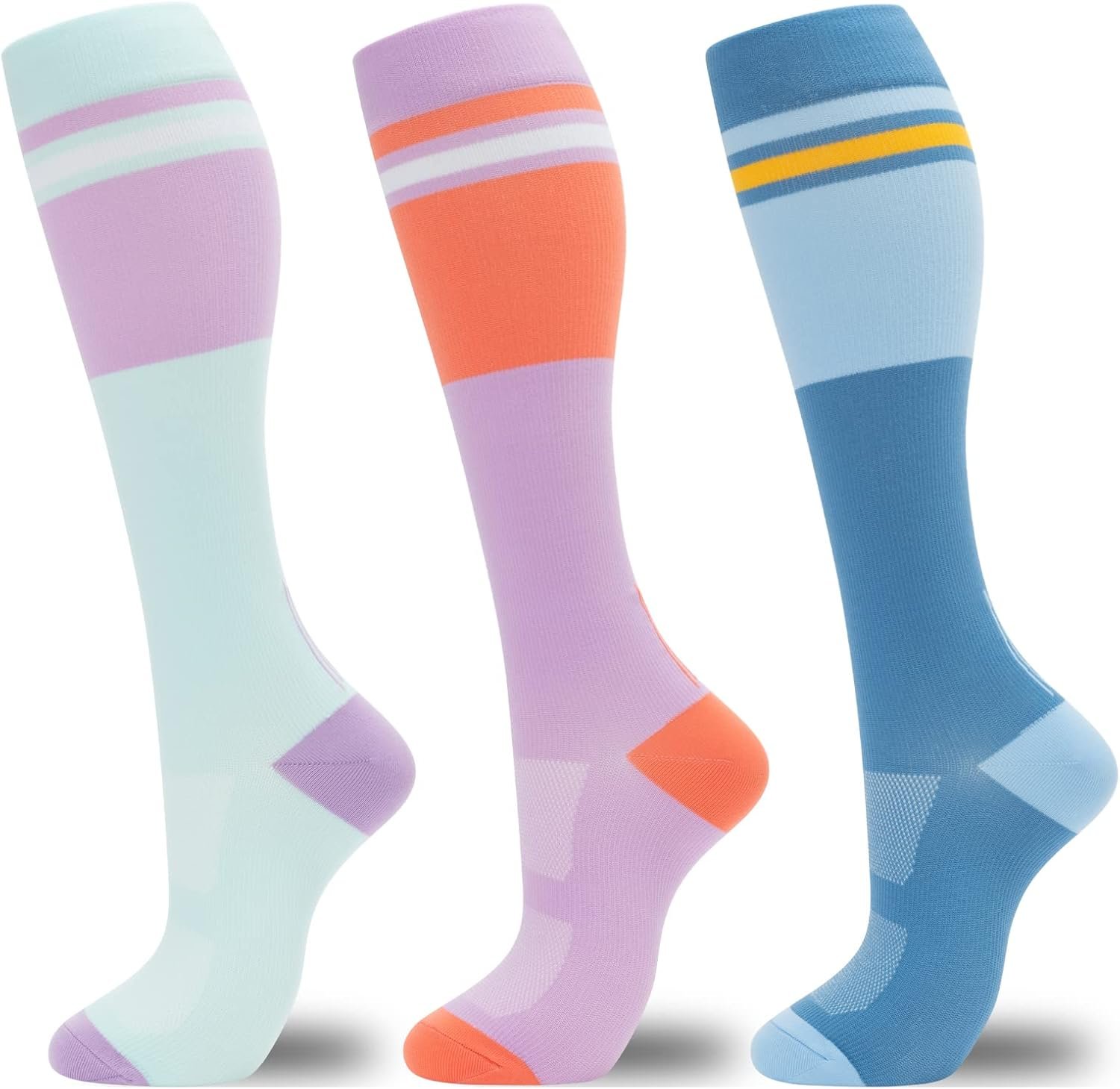 fenglaoda Compression Socks for Women Men 3 Pairs Graduated Compression Support Circulation Socks for Nurses