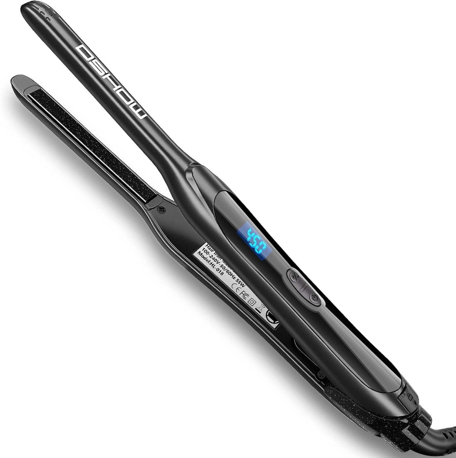 DSHOW Pencil Flat Iron, 3/10″ Small Flat Irons for Short Hair, Pixie Cut & Bangs, Anti-Scald Mini Hair Straightener with Glove, Dual Voltage, Adjustable Temp 250-450℉, Auto Shut Off (Black)