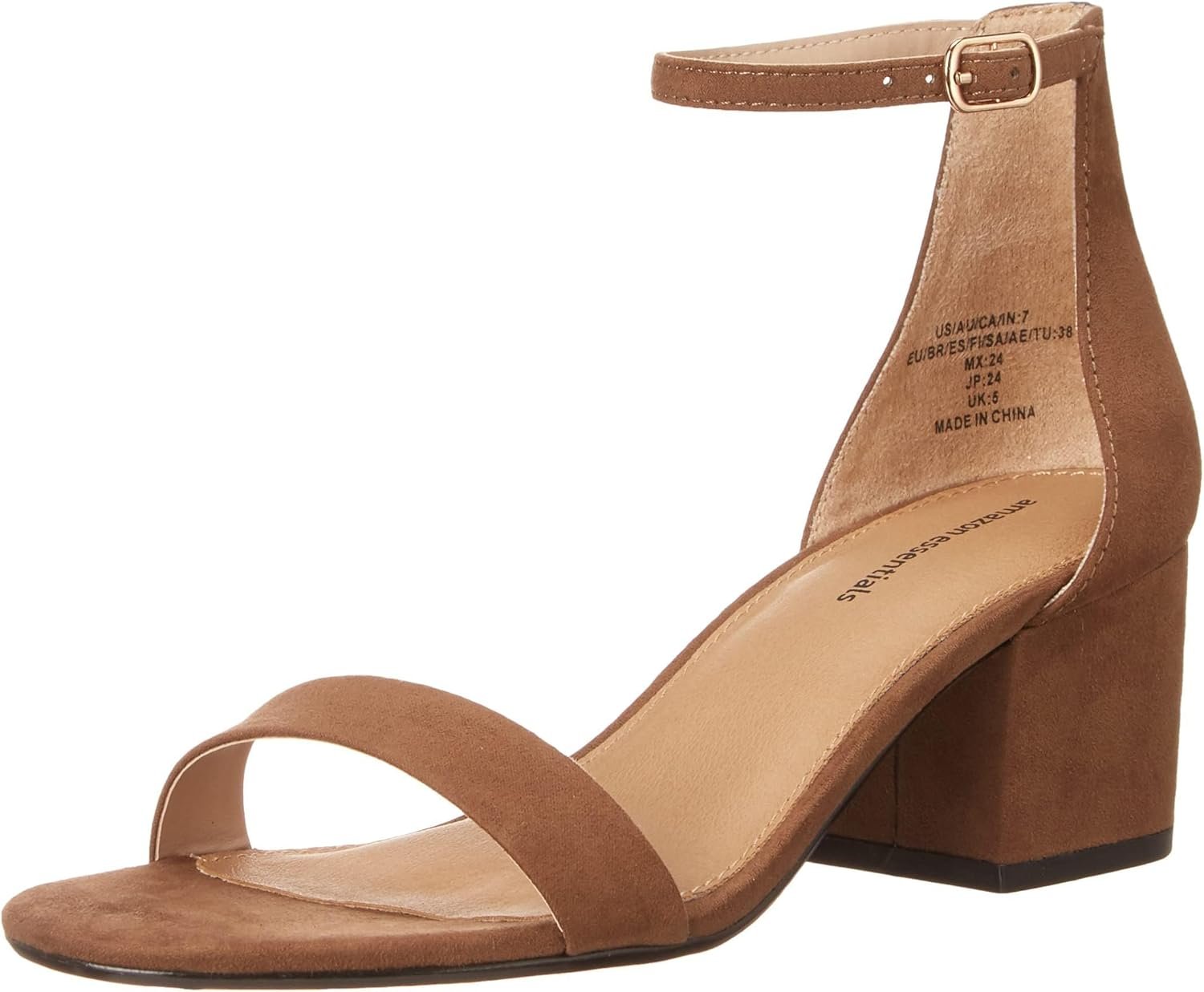 Amazon Essentials Women’s Two Strap Ankle Strap Block Heel Sandal