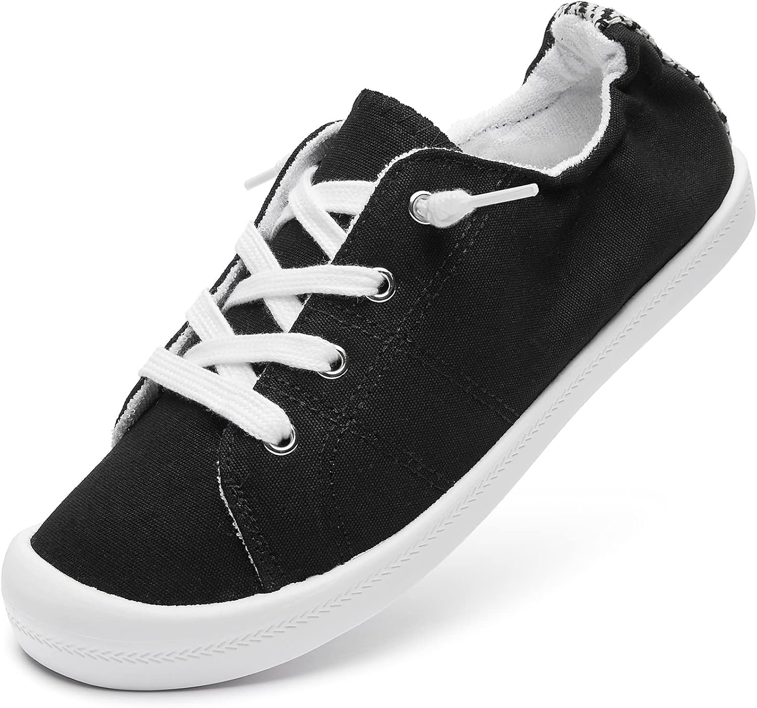 BENPAO Womens Canvas Slip On Shoes White Black Fashion Sneakers Loafers Shoes for Women