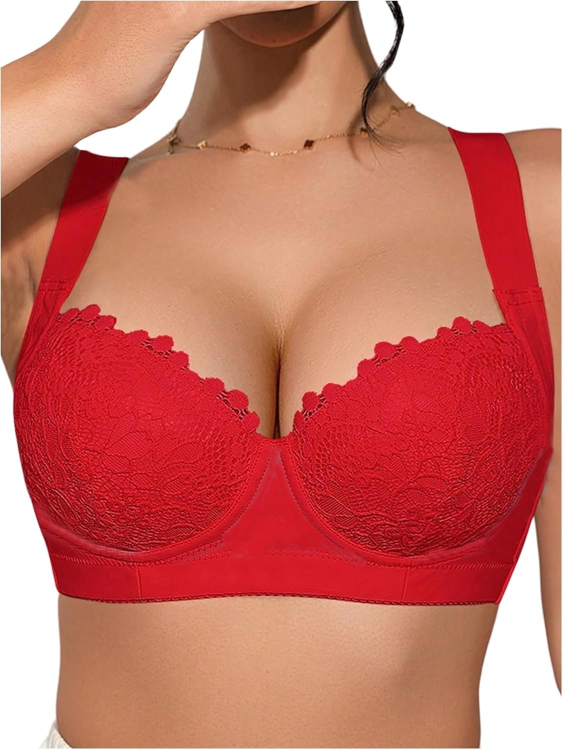 OYOANGLE Women’s Push Up Lace Bras Underwire Adjustable with Wide Strap Lingerie Shaping Support Sexy Bras
