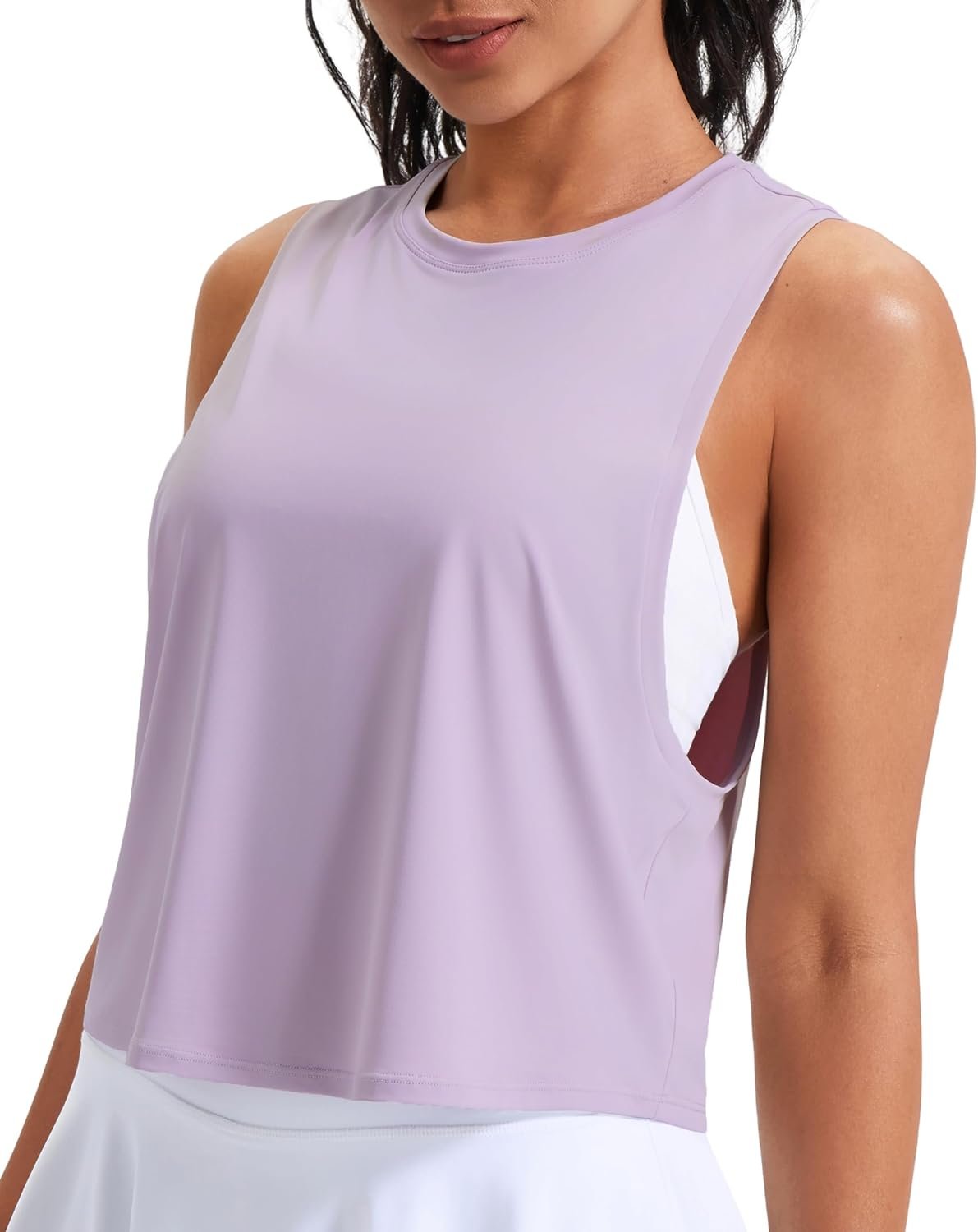 JOYSPELS Workout Tank Tops for Women, Ice Silk Quick Dry Athletic Crop Top, Loose Fit Running Yoga Gym Shirts