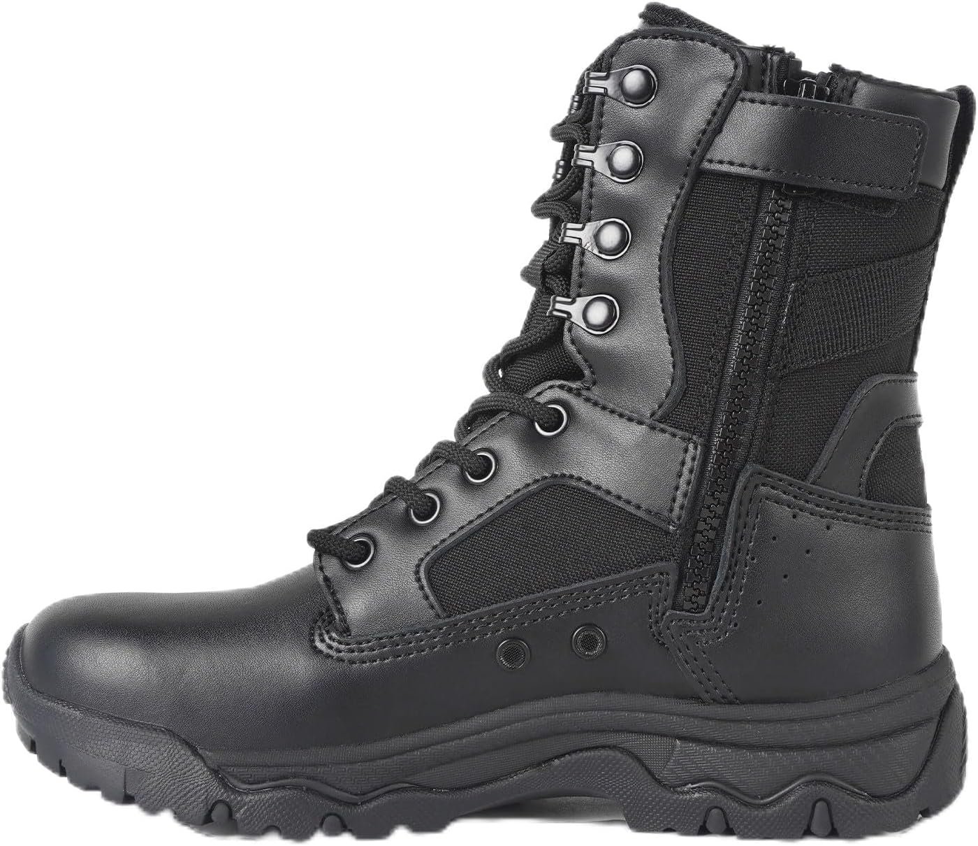 Women’s Tactical Boots 8 Inch Side Zipper Lightweight Combat Boots, Breathable Military Work Boots with Side Vents for Police, Law Enforcement, Motorcycle, Outdoor & Hiking
