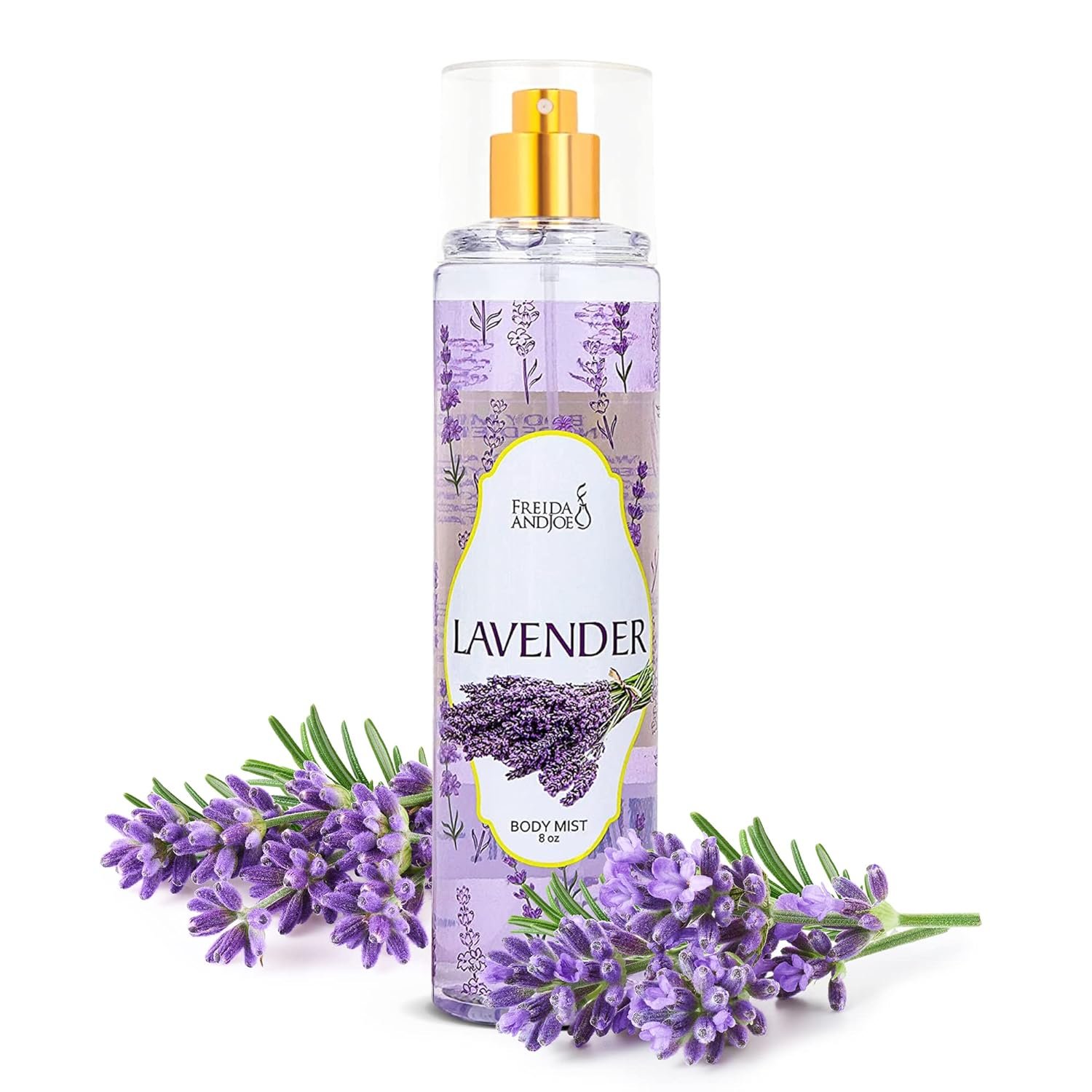 Freida and Joe Lavender Luxury Body Spray For Women, Womens Perfume Fragrance Body Mist & Sprays, Women’s Woodsy Scented Gifts & Presents, 8 oz Fine Mist Spray Bottle for Mom