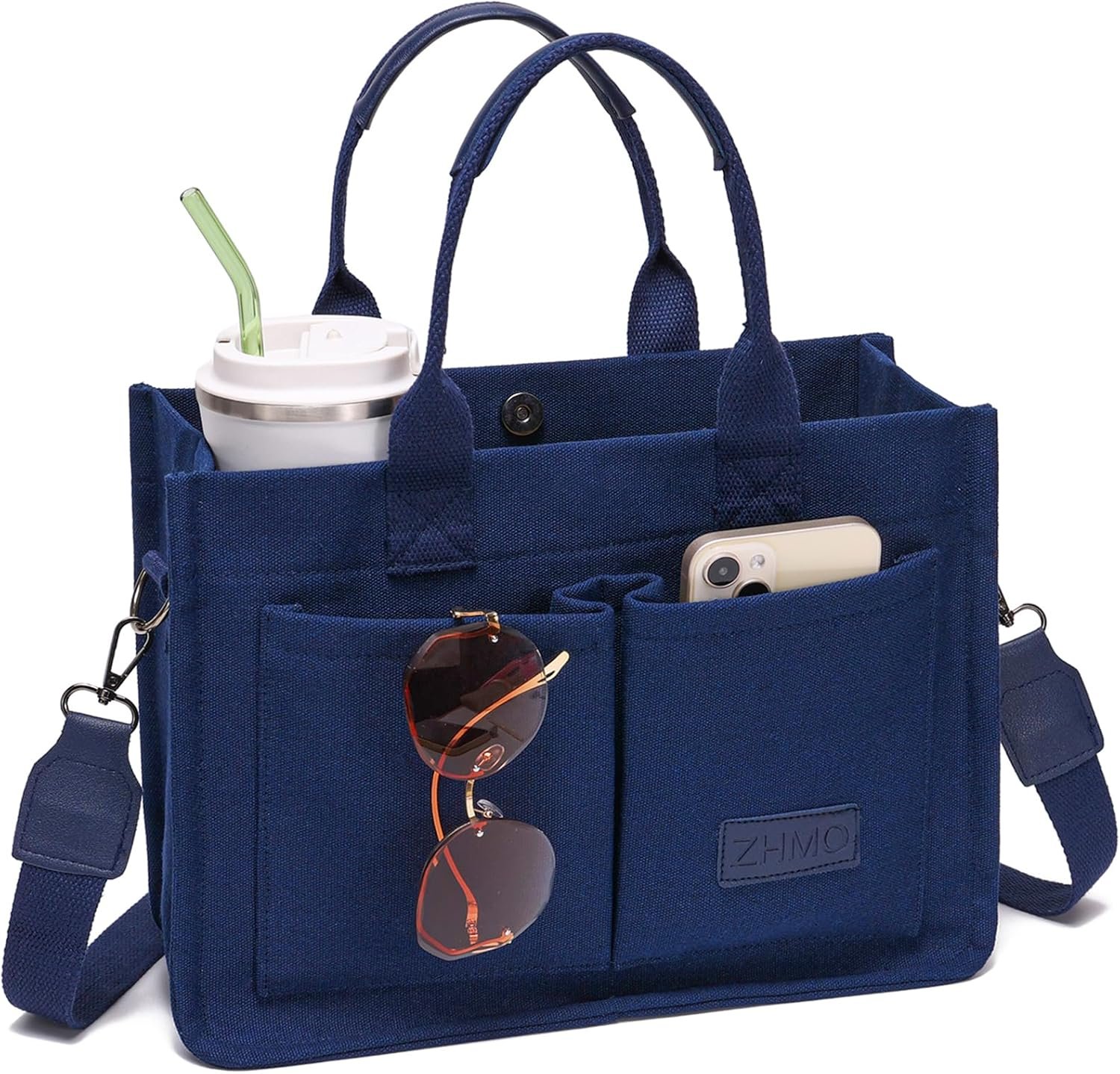 ZHMO Canvas Tote Bag for Women,Women’s Bags Crossbody Bags Work Laptop Tote Bag Large Handbags Purse for Travel Nurse Teacher