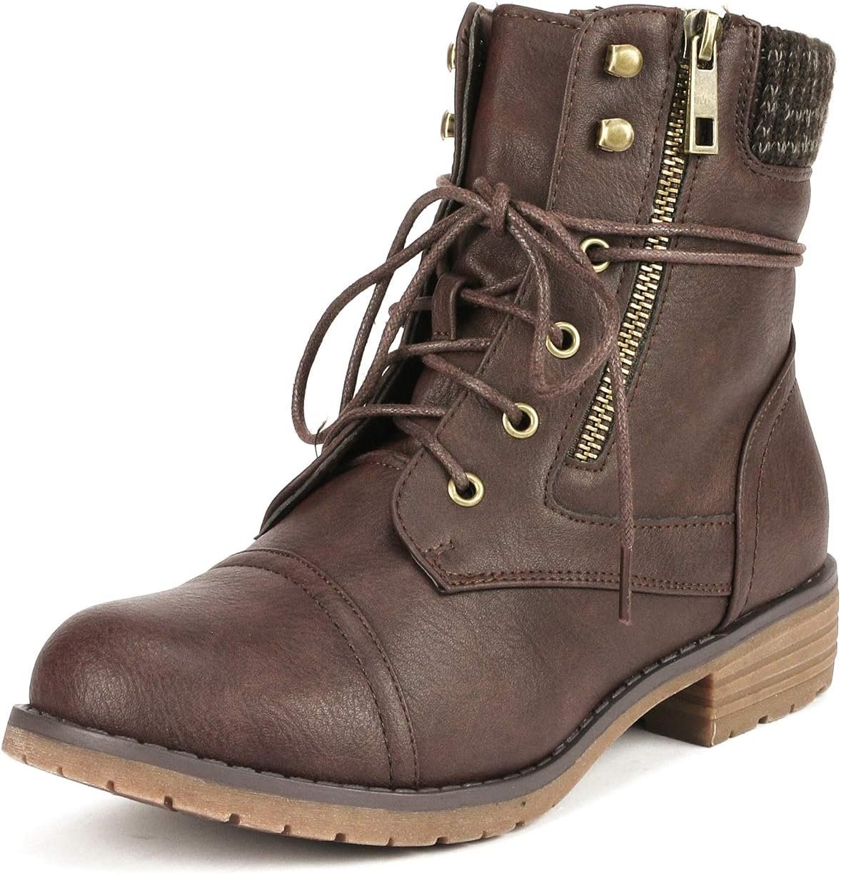 DREAM PAIRS Women’s Lace Up Combat boots Ankle Booties