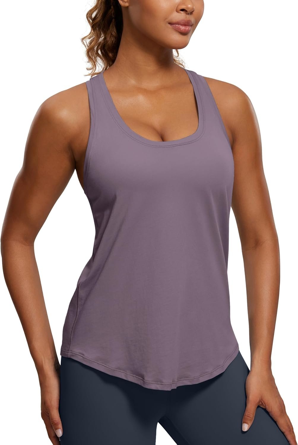CRZ YOGA Pima Cotton Racerback Tank Tops for Women – Workout Athletic Casual Soft Scoop Neck Sleeveless Shirts