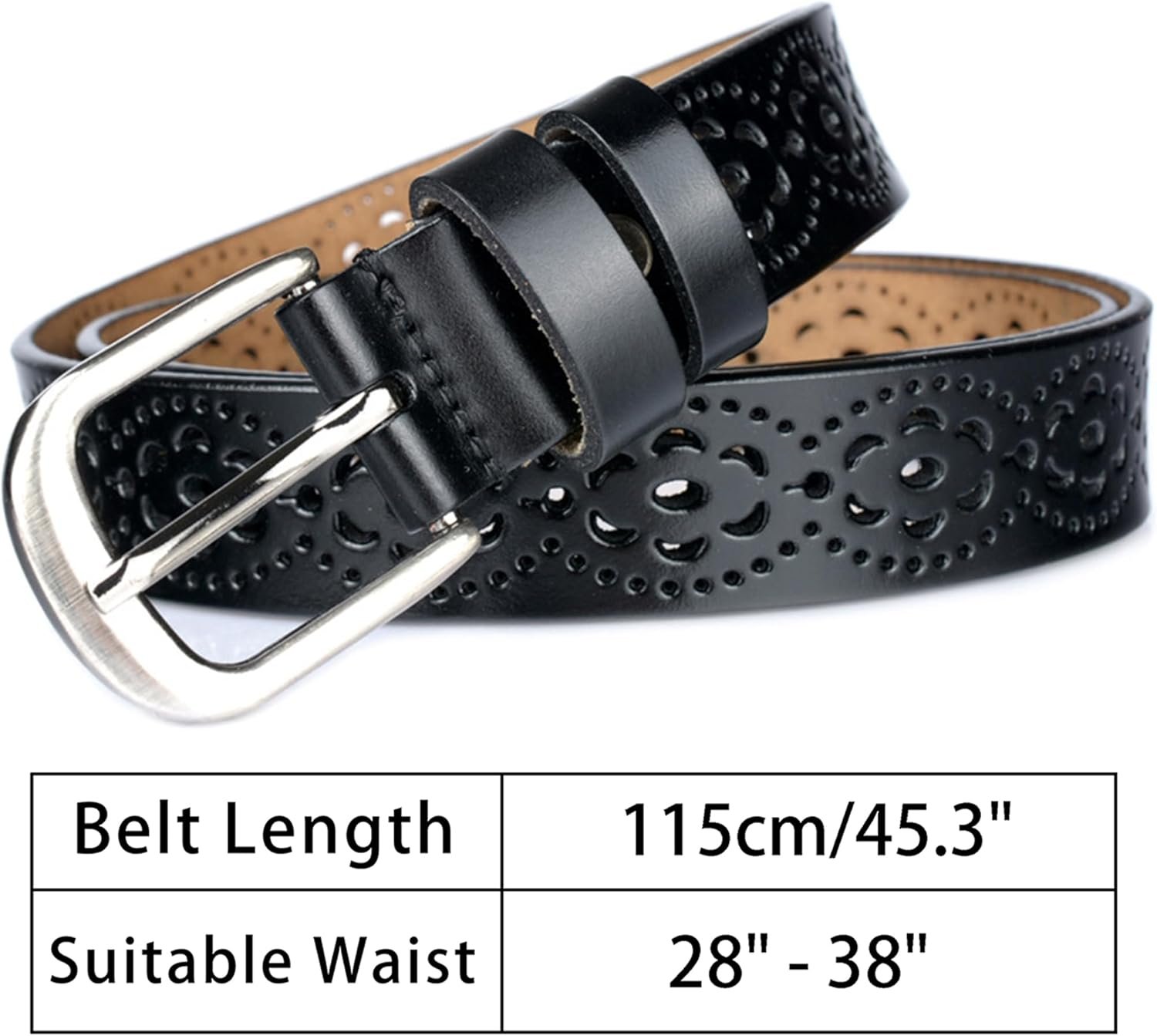 Eohak Women’s Leather Belts Hollow-Out Belts Adjustable City Waist-Belt with Pin Buckle for Jeans Dresses