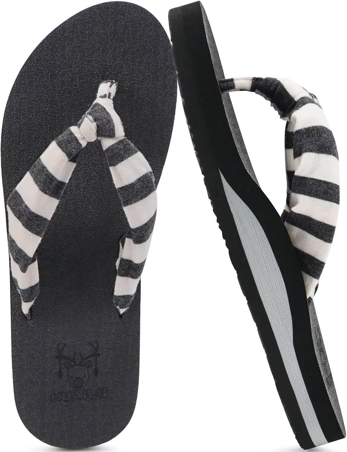 KuaiLu Flip Flops for Women with Arch Support Yoga Mat Comfortable Summer Beach Walking Thong Cushion Sandals Slip On Indoor Outdoor