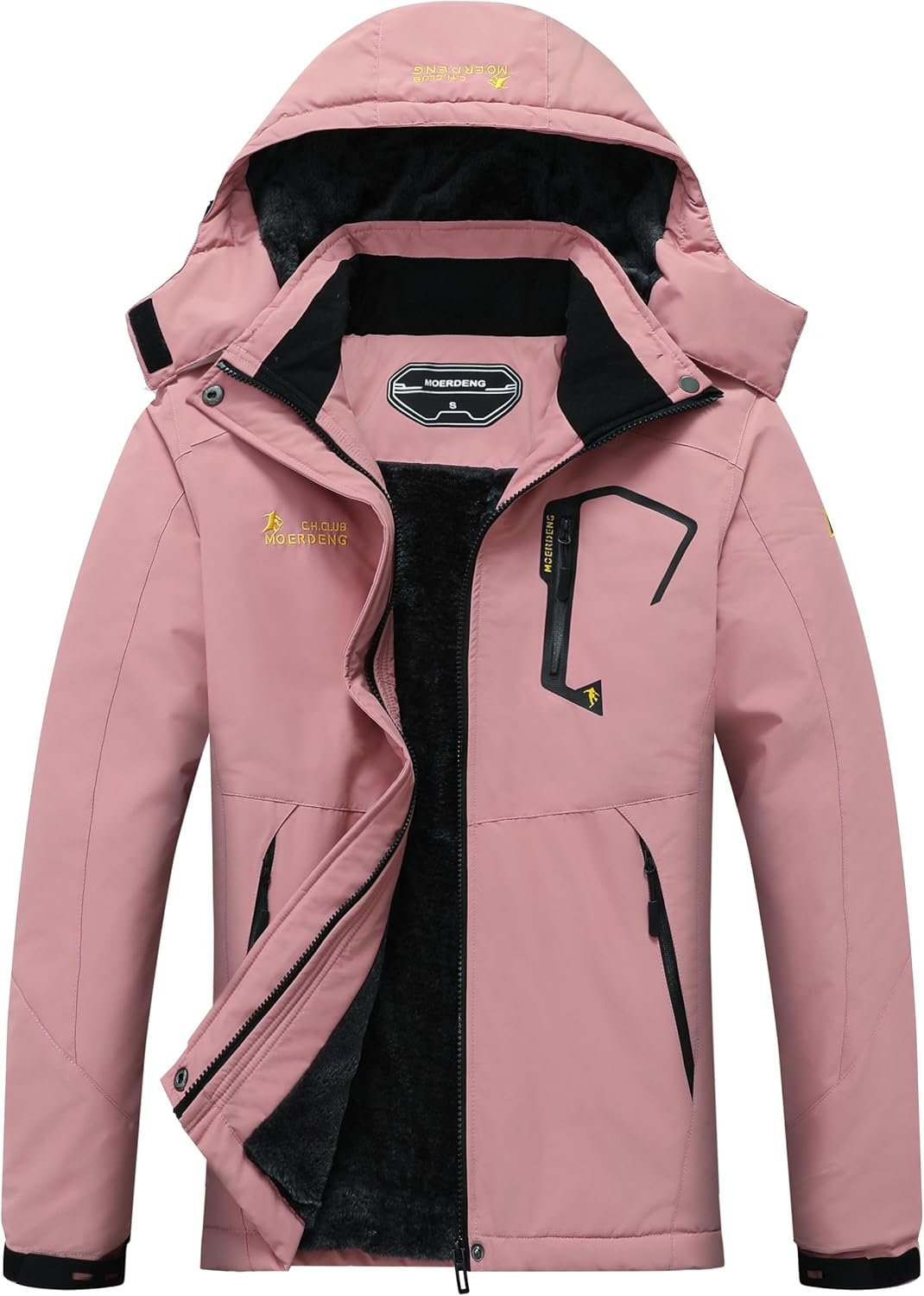MOERDENG Women’s Waterproof Ski Jacket Warm Winter Snow Coat Mountain Windbreaker Hooded Raincoat Jacket