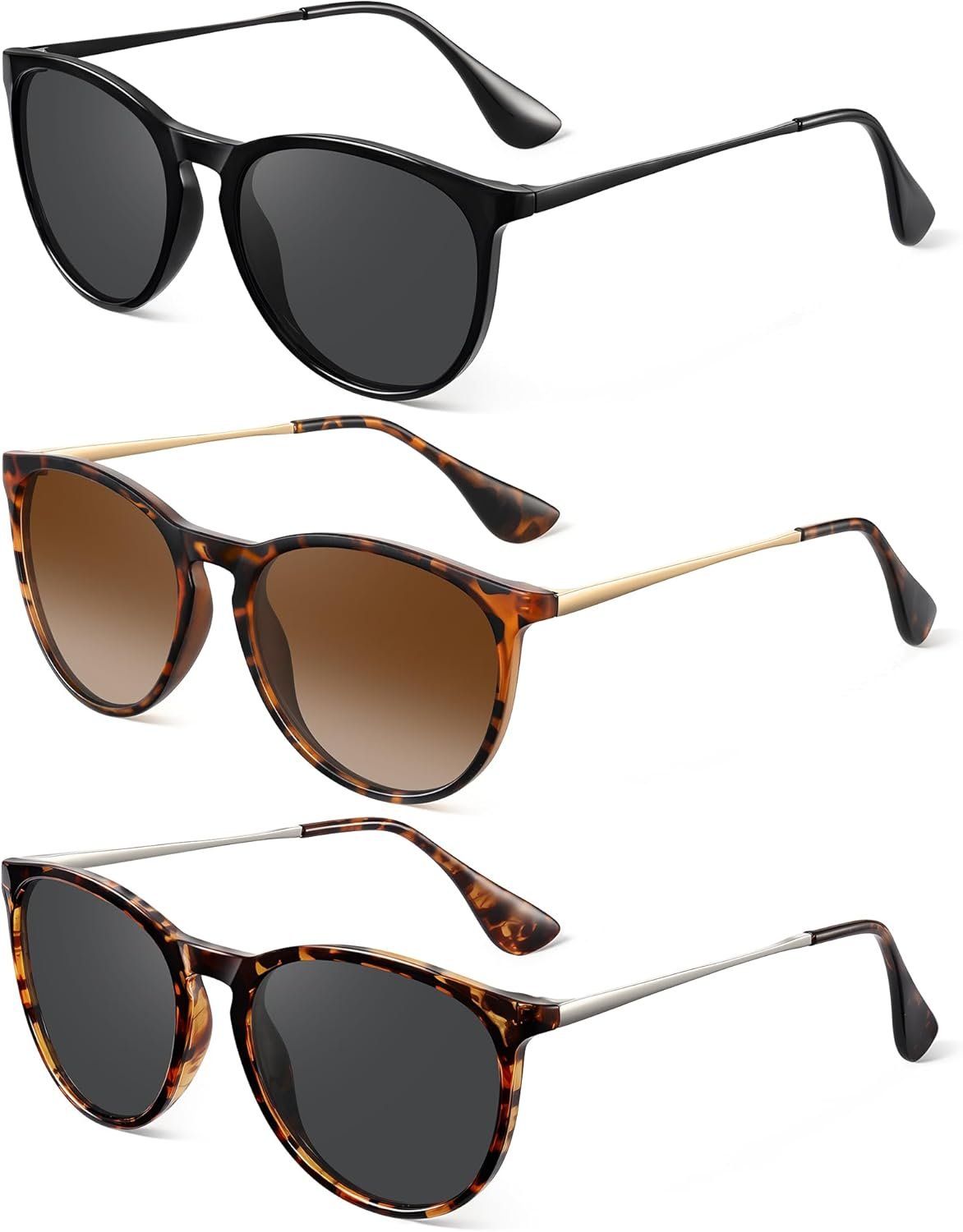 Polarized Sunglasses for Women – Vintage Round Sun Glasses Classic Retro Trendy Style with UV Protection