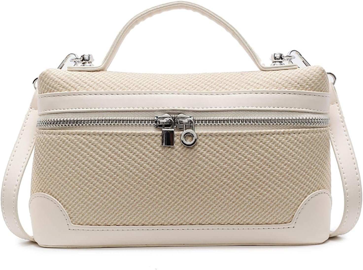 Crossbody Bag for Women Pouch Top-Handle Leather Bag Designer Shoulder Handbag Quiet Luxury Trendy Purse (Beige)