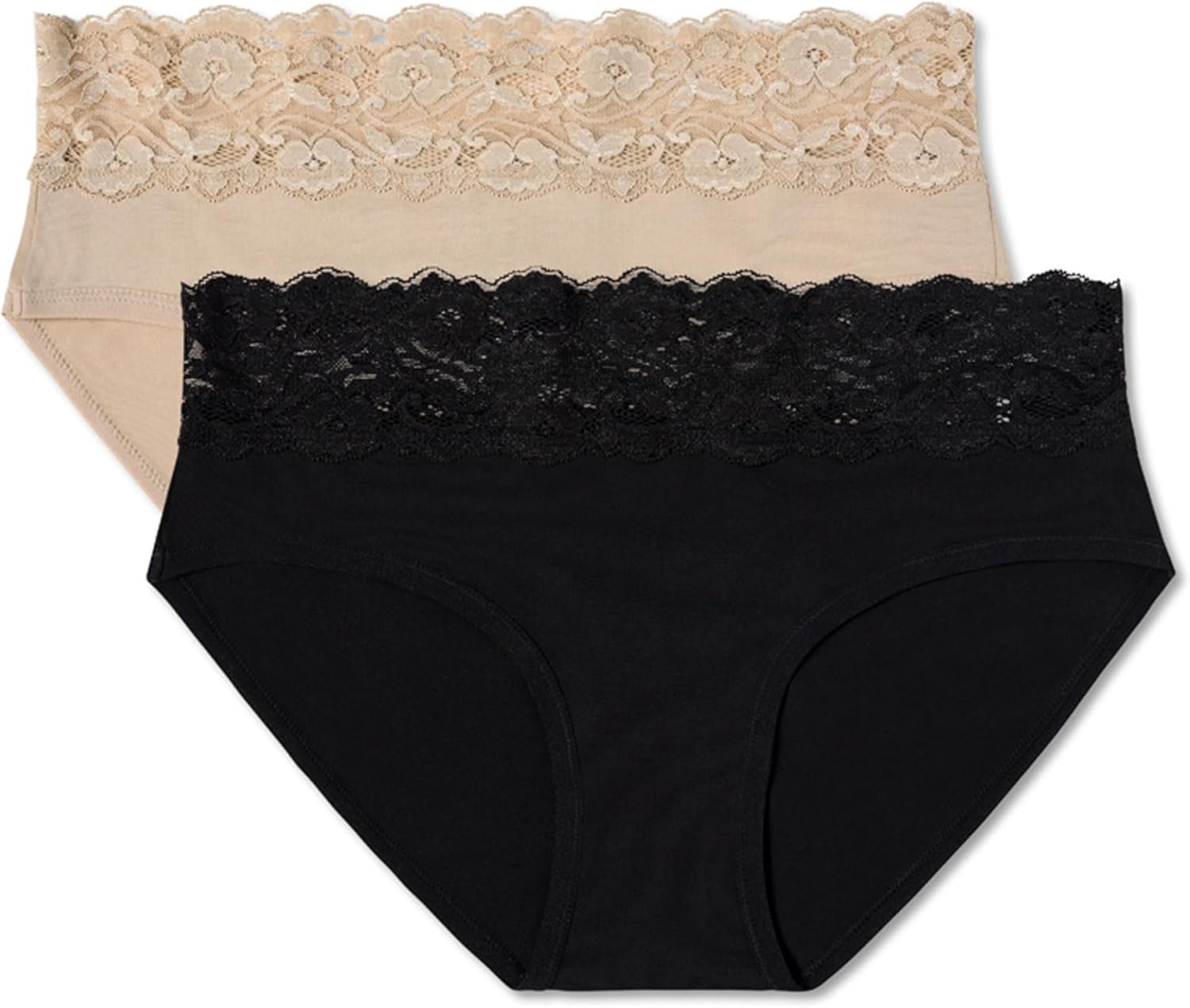 Pact Organic Cotton Women’s Lace Waist Brief Underwear, 2 Pack