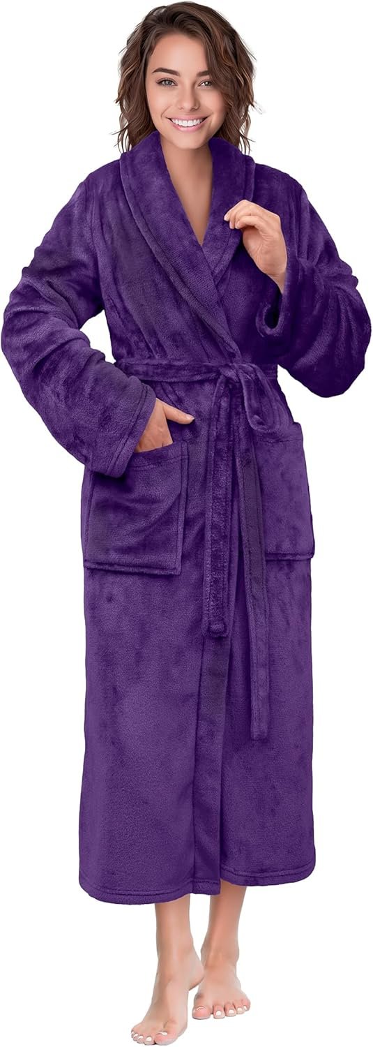 PAVILIA Womens Robe Fleece Plush Soft, Fluffy Fuzzy Cozy Warm Bathrobe, Shower Spa House Long Robe for Women