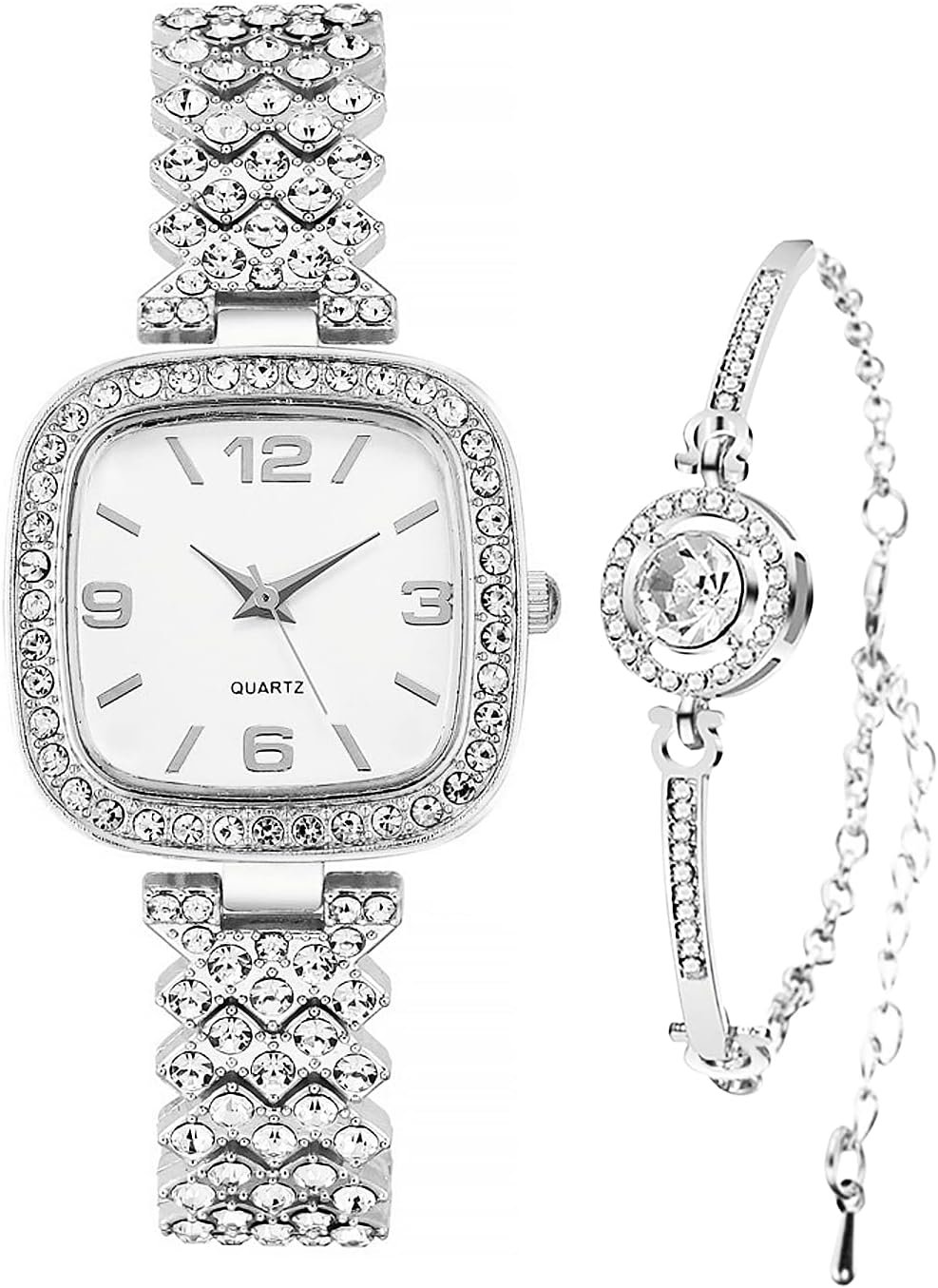 ADSBIAOYE Fashion Luxury Vintage Diamond Square Watch Digital dial Quartz Women’s Watch