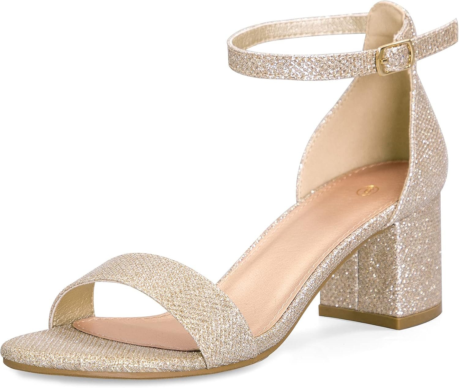 mysoft Women’s Chunky Low Heels Open Toe Block Heeled Dress Ankle Strap Pump Wedding Sandals