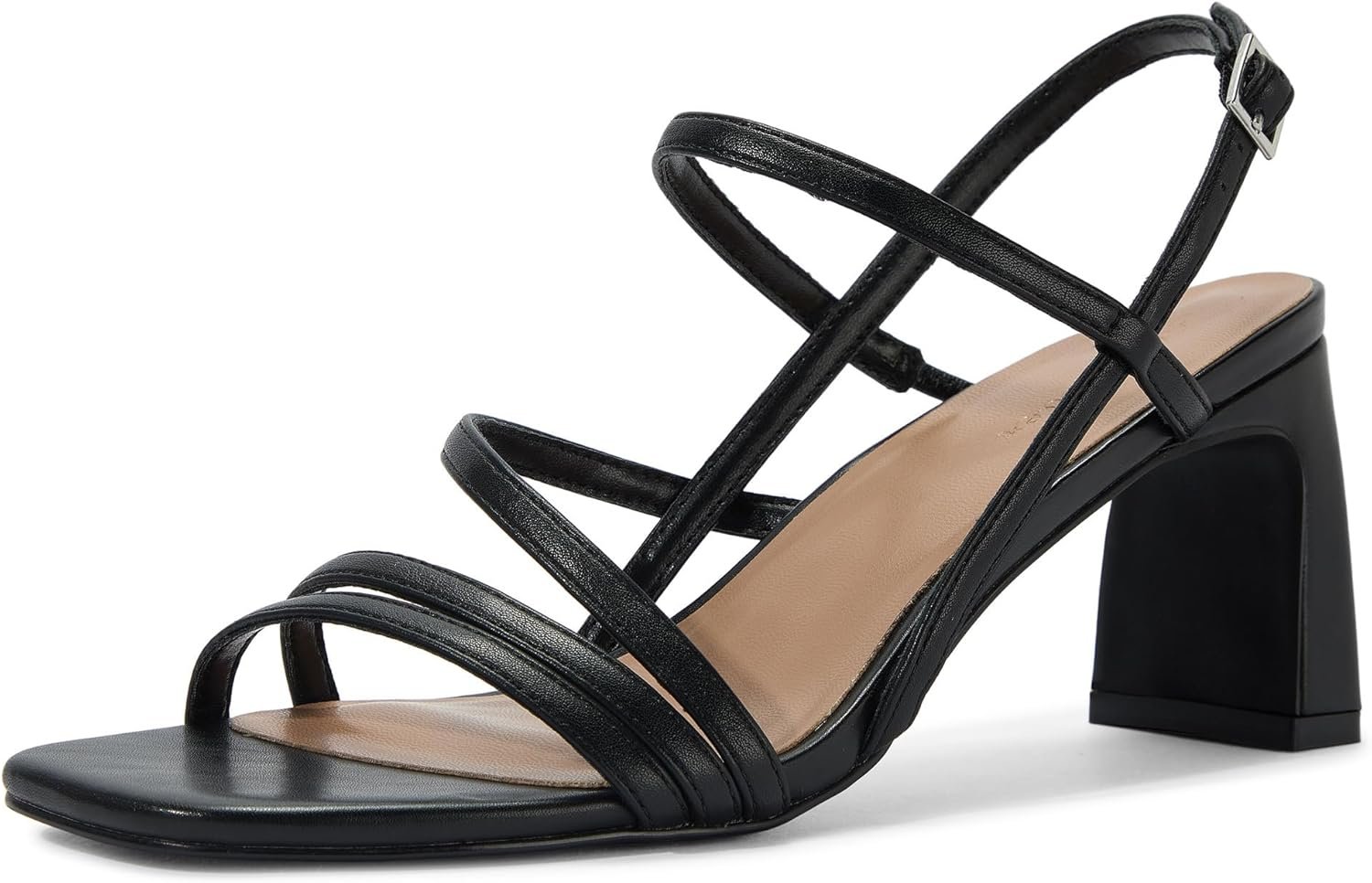 CosyFever Women’s Strappy Block Heels 3 Inch, Square Open Toe Dress Heels with Adjustable Slingback Buckle Strap, Elegant Heeled Sandals for Wedding Guest Party