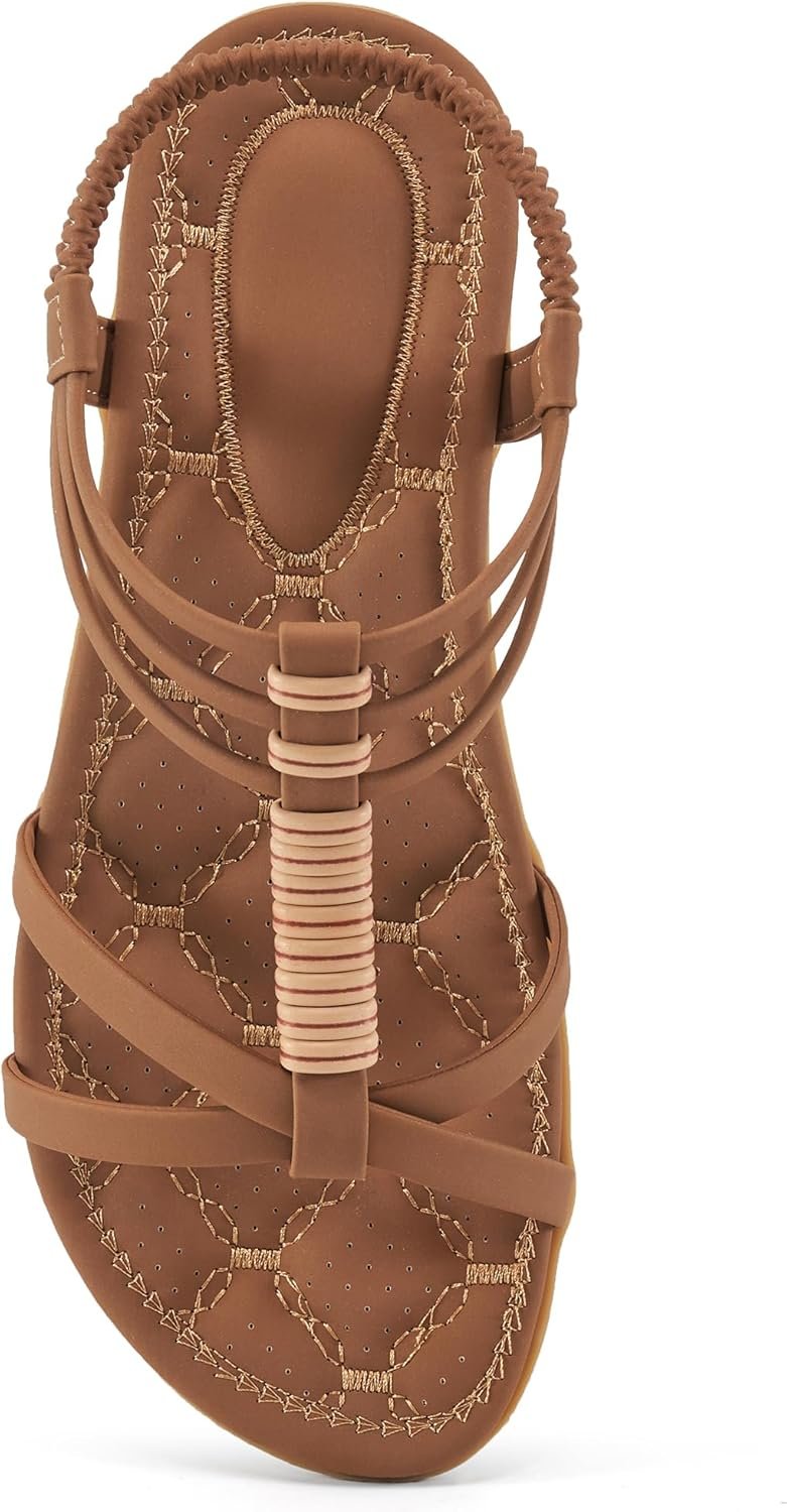 Alicegana Womens Sandals Summer Dressy Comfortable Flats Sandal Non Slip Gladiator Walking Casual Woman Shoes 2026