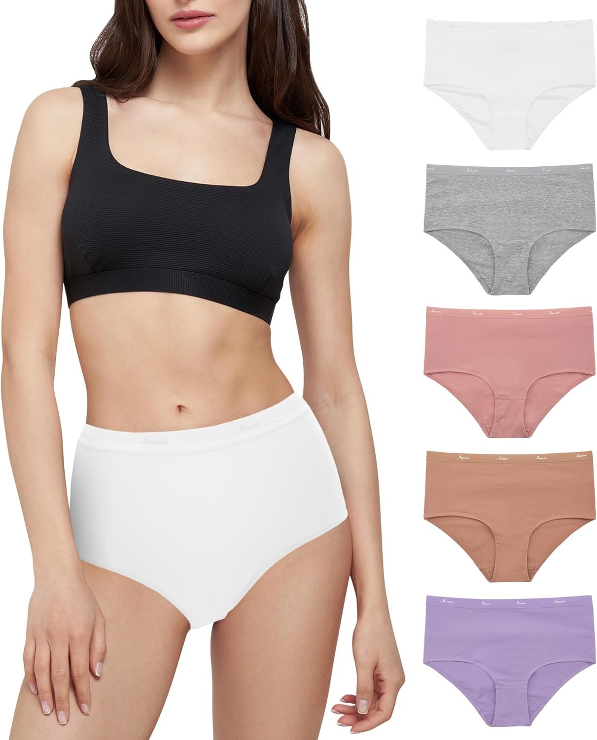 Womens Organic Cotton High Waisted Underwear for Women Ladies Soft Breathable Panties Comfort Briefs 5 Pack