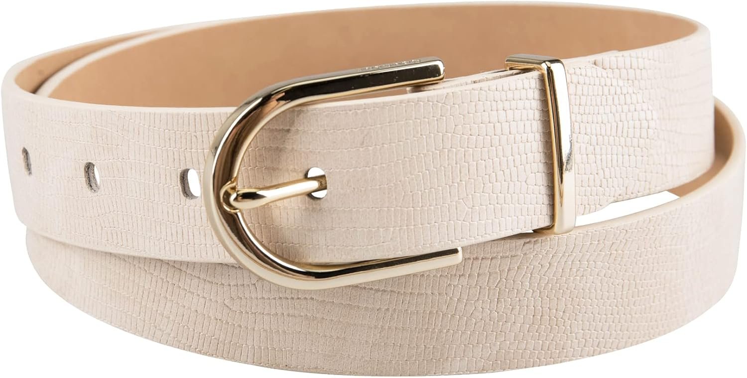 Calvin Klein Women’s Round Buckle Fashion Statement Casual Belt for Jeans, Trousers