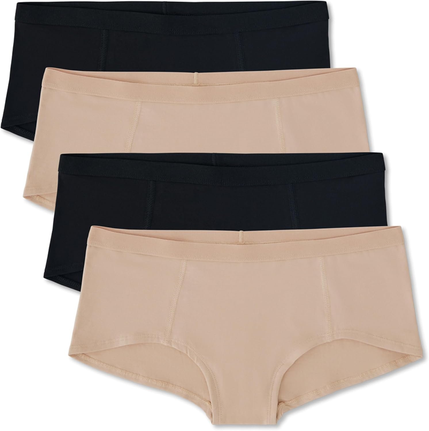 Pact Organic Cotton Women’s Everyday Boy Short Underwear, 4 Pack
