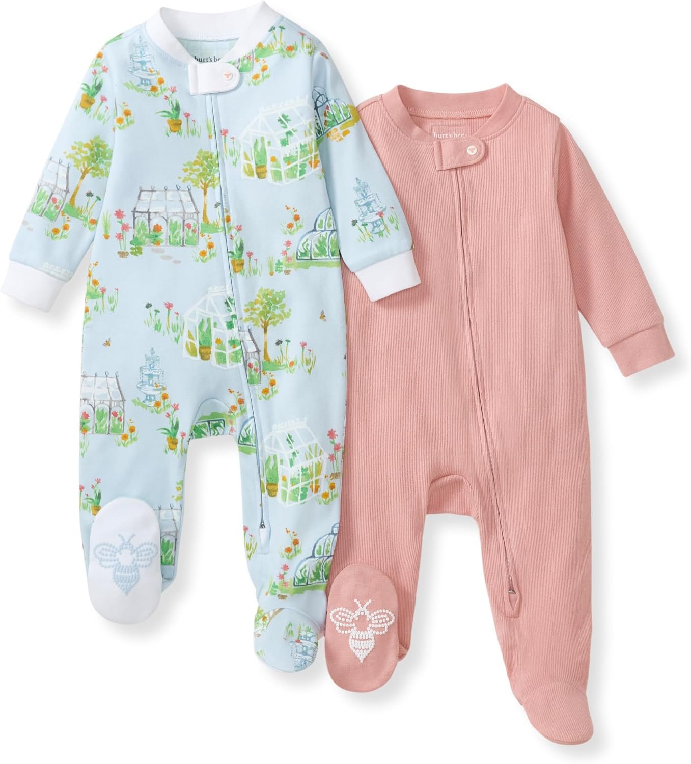 Burt’s Bees Baby Girls’ Organic Cotton Sleep and Play Footed Pajamas