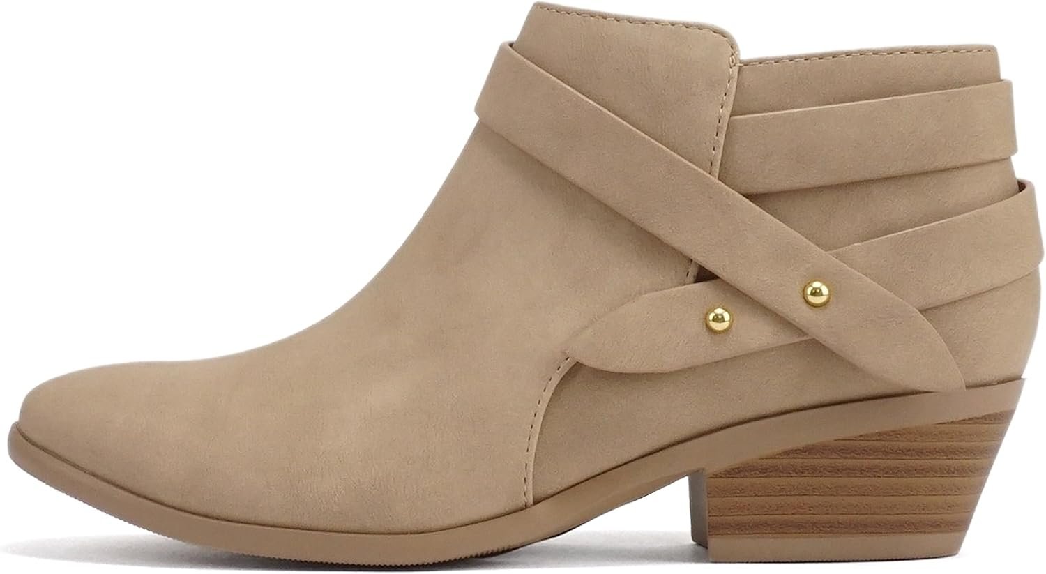 Soda SWEETEN Women’s Fashion Closed Toe Multi Strap Ankle Bootie Block Heel (Wide Fit Available)