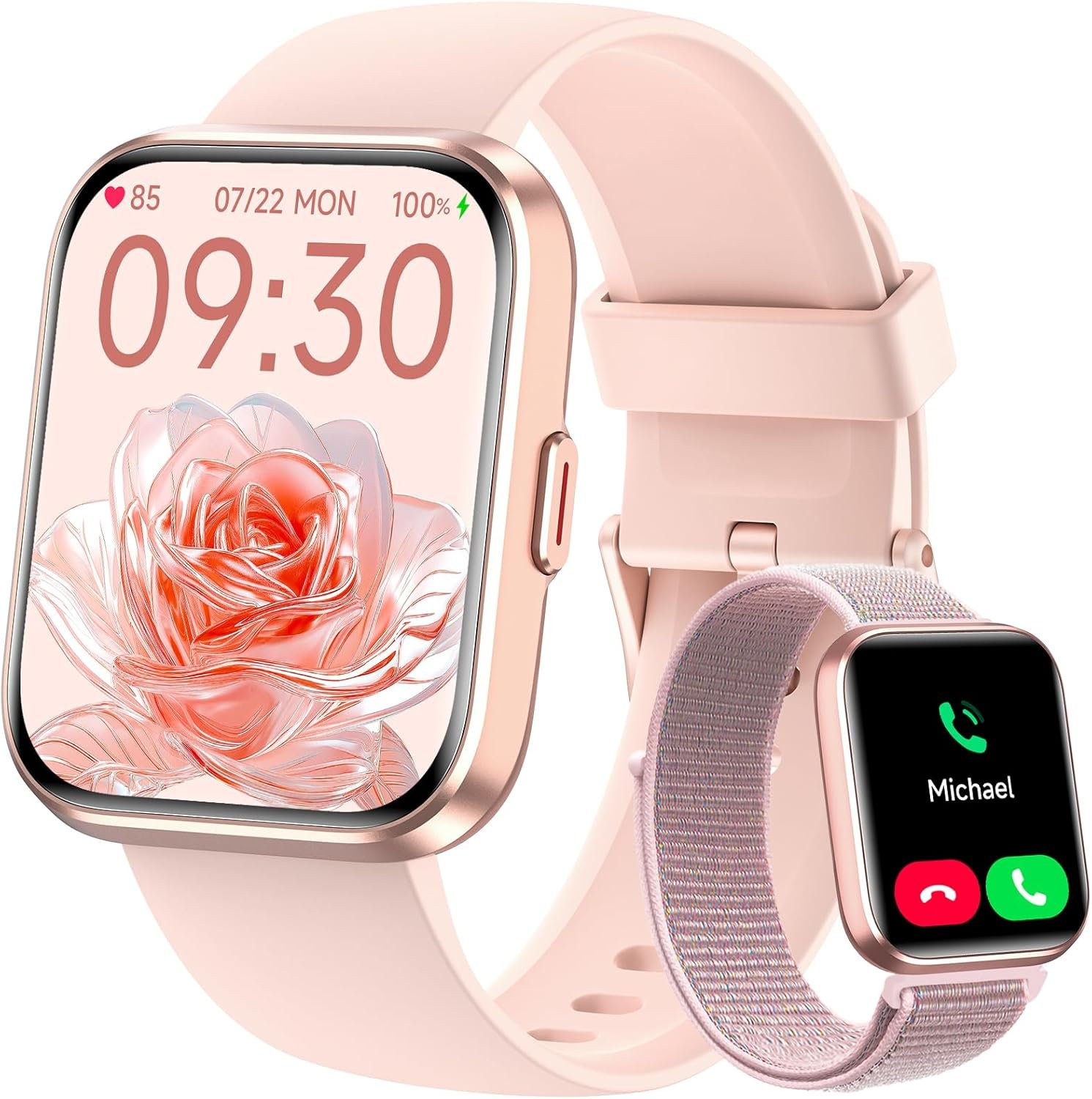 Smart Watches for Women, 1.8″ Touch Screen Fitness Tracker for Android & iPhone, Answer/Make Calls, Alexa Built-in, Heart Rate/Sleep/SpO2 Monitor Smartwatch, IP68 Waterproof 101+ Sport Modes, 2 Bands