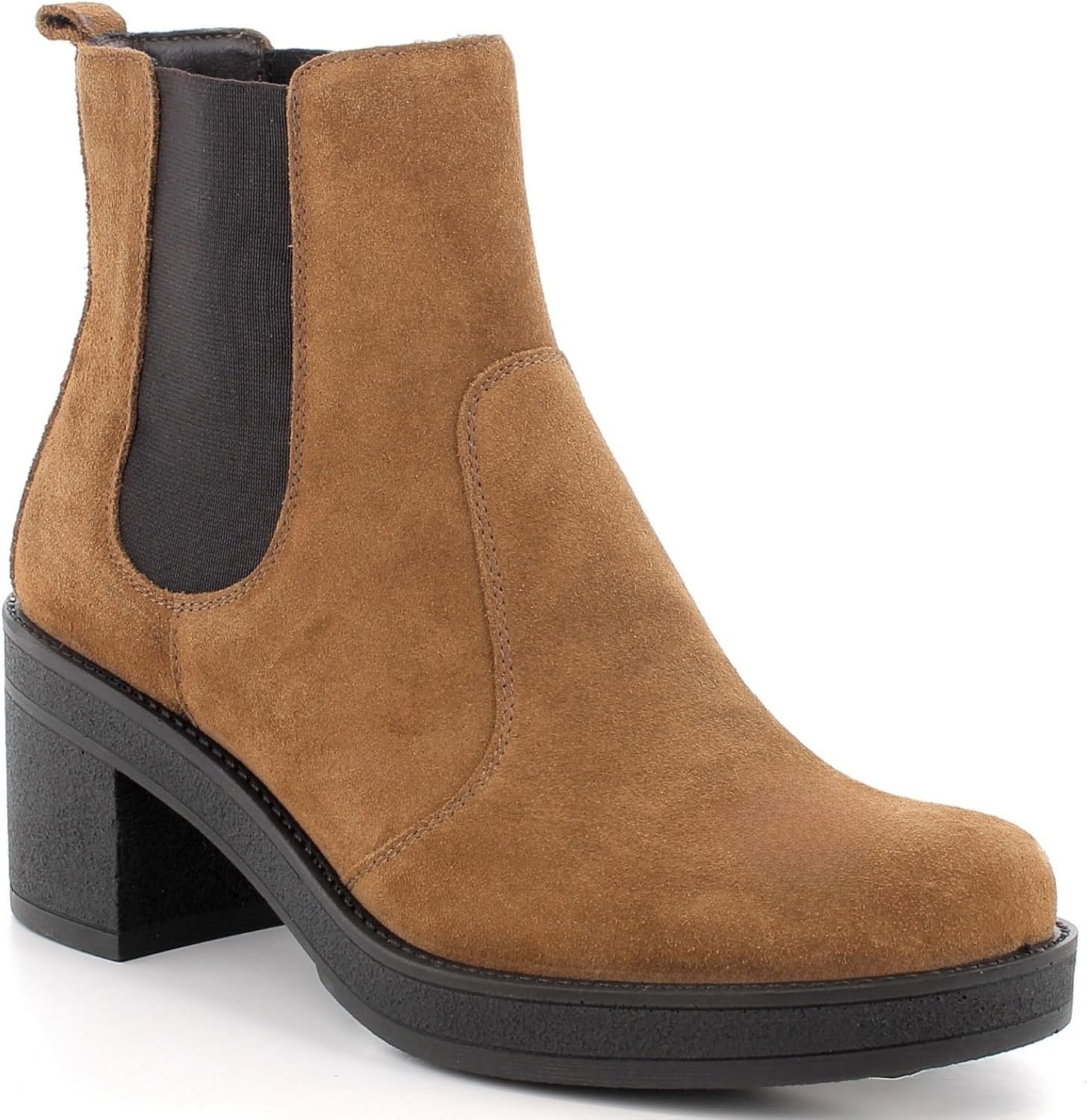 Alpine Swiss Sofia Womens Suede Chelsea Boots Made in Italy Block Heel Ankle Booties