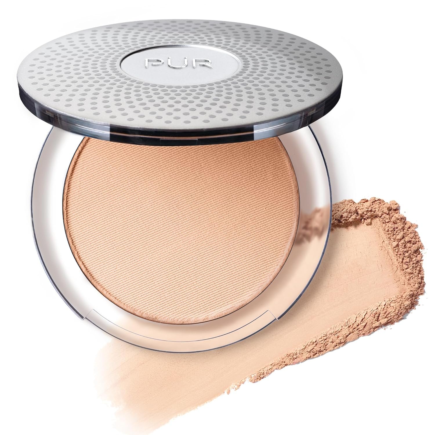 PÜR MINERALS 4-in-1 Pressed Mineral Makeup Powder Foundation with SPF 15 – Concealer & Finishing Compact Pressed Powder for Face – Buildable Medium to Full Coverage Foundation Powder