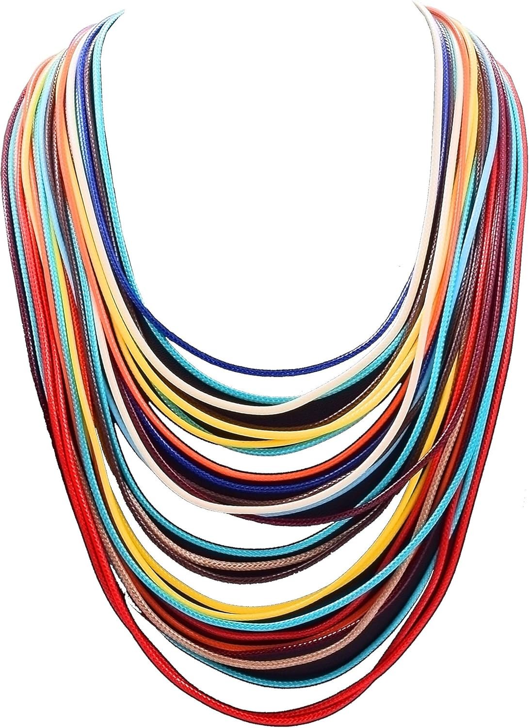 Women Multi Layer Chunky Bib Necklace Magnetic Clasp Wax Line Choker Statement Jewelry