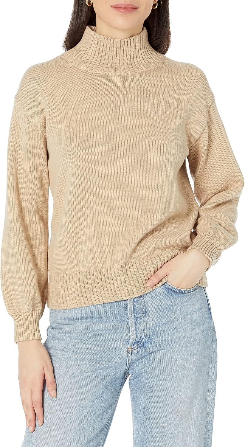 Amazon Essentials Women’s Cotton Pullover Funnel-Neck Sweater, Ribbed (Available in Plus Size)