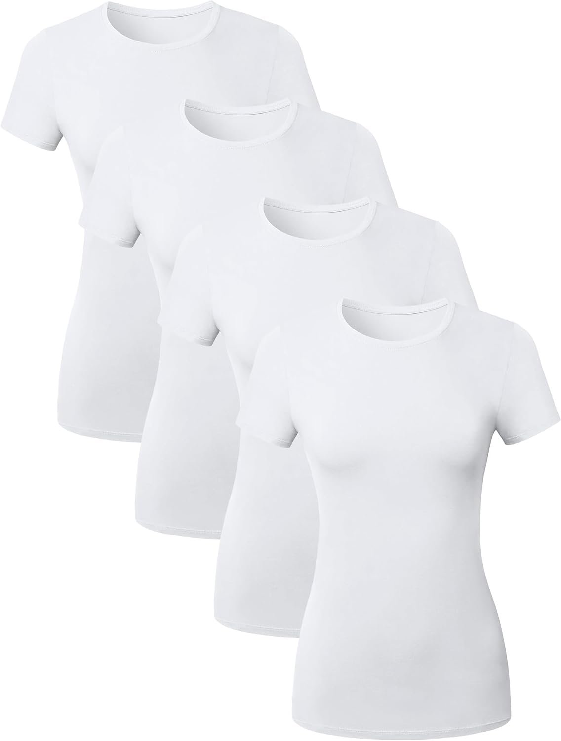 Cotton Crew Neck T Shirts for Women Short Sleeve Tshirt Basic Tees Crewneck Womens Tops Undershirt Multipack