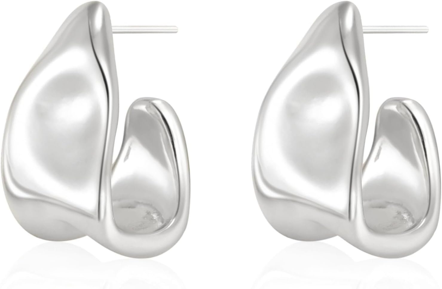 Kyerlyn Chunky Gold Earrings for Women, 14K Gold/Silver Plated Statement Geometric Dangle Drop Earrings Chunky Trendy Knot Stud Hypoallergenic Fashion Jewelry Gift